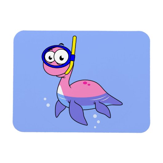 イラストレーションのシュノーケリングのローチネスのモンスター。 マグネット (横)