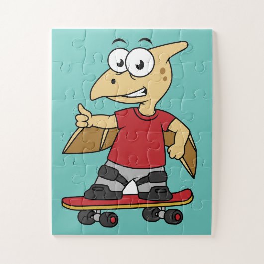 イラストレーションのスケートボード。 ジグソーパズル (縦)