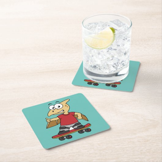 イラストレーションのスケートボード。 スクエアペーパーコースター (インサイチュ)