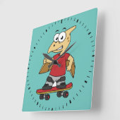 イラストレーションのスケートボード。 スクエア壁時計 (傾斜)