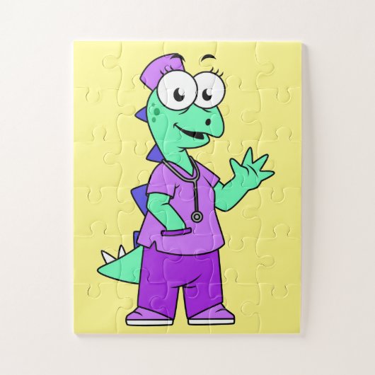 イラストレーションのステゴサウルスナース。 ジグソーパズル (縦)