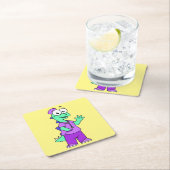 イラストレーションのステゴサウルスナース。 スクエアペーパーコースター (インサイチュ)