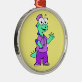 イラストレーションのステゴサウルスナース。 メタルオーナメント (右)