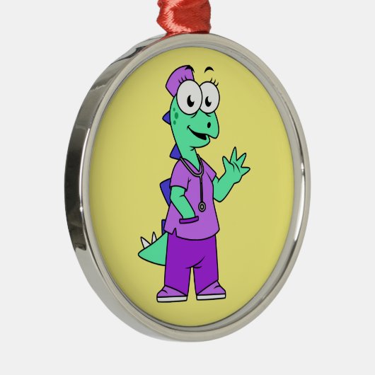 イラストレーションのステゴサウルスナース。 メタルオーナメント (右)