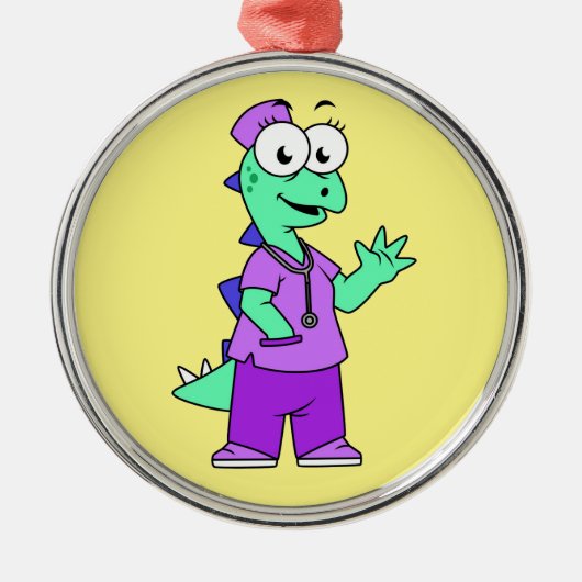 イラストレーションのステゴサウルスナース。 メタルオーナメント (正面)