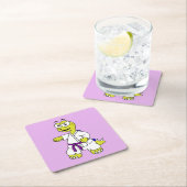 イラストレーションのステゴサウルス練習空手。 スクエアペーパーコースター (インサイチュ)