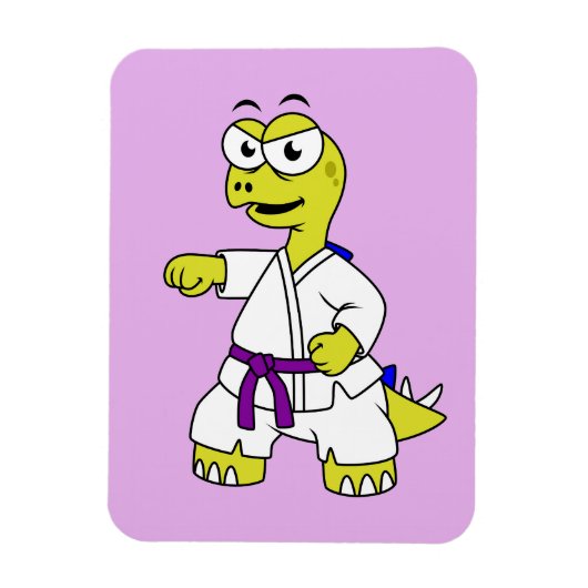 イラストレーションのステゴサウルス練習空手。 マグネット (縦)