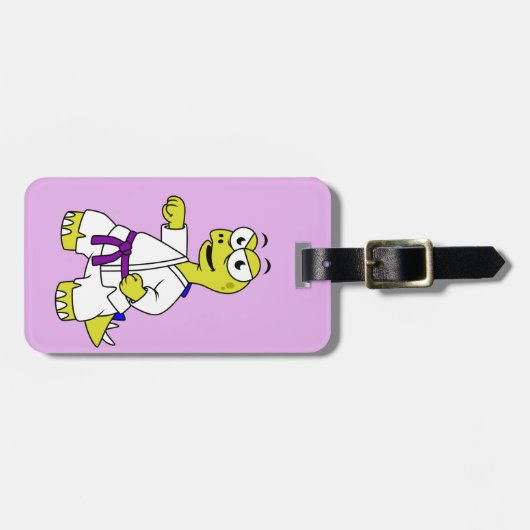 イラストレーションのステゴサウルス練習空手。 ラゲッジタグ (正面横)