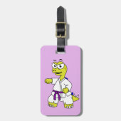 イラストレーションのステゴサウルス練習空手。 ラゲッジタグ (正面縦)