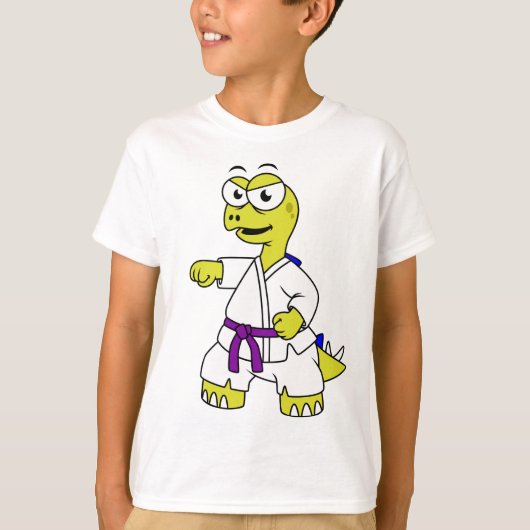 イラストレーションのステゴサウルス練習空手。 Tシャツ (正面)