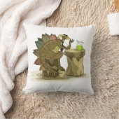 イラストレーションのステゴサウルス飲料を飲む。 クッション (ブランケット)