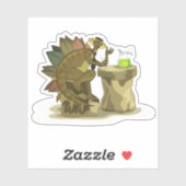 イラストレーションのステゴサウルス飲料を飲む。 シール (シート)