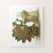 イラストレーションのステゴサウルス飲料を飲む。 ジグソーパズル (縦)