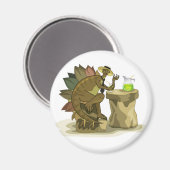 イラストレーションのステゴサウルス飲料を飲む。 マグネット (正面/裏面)