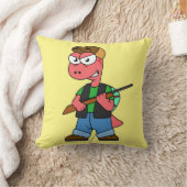 イラストレーションのスピノサウルスハンターと銃。 クッション (ブランケット)