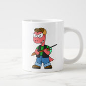 イラストレーションのスピノサウルスハンターと銃。 ジャンボコーヒーマグカップ (右)