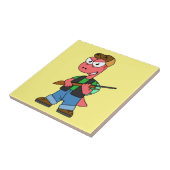 イラストレーションのスピノサウルスハンターと銃。 タイル (側面)