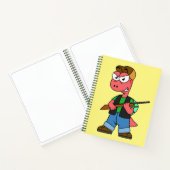 イラストレーションのスピノサウルスハンターと銃。 ノートブック (内部)