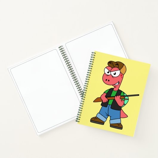 イラストレーションのスピノサウルスハンターと銃。 ノートブック (内部)