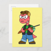 イラストレーションのスピノサウルスハンターと銃。 ポストカード (正面/裏面)