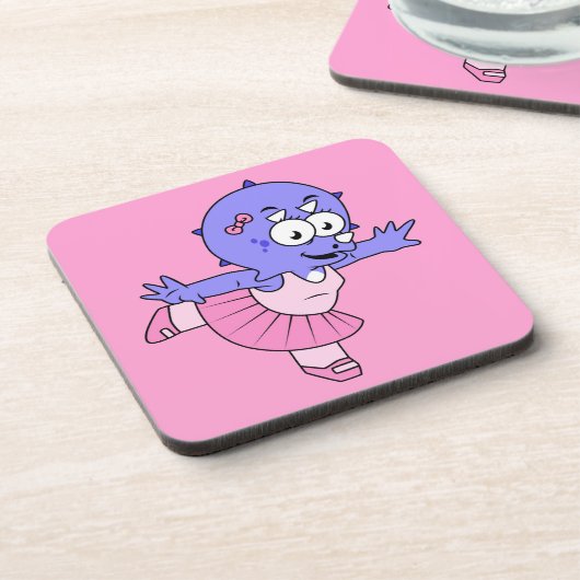 イラストレーションのトリケラトップバレエダンサー。 コースター (左側)