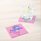 イラストレーションのトリケラトップバレエダンサー。 スクエアペーパーコースター (インサイチュ)