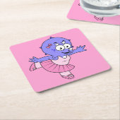 イラストレーションのトリケラトップバレエダンサー。 スクエアペーパーコースター (アングル)
