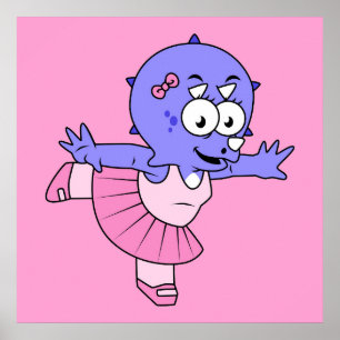 イラストレーションのトリケラトップバレエダンサー。 ポスター