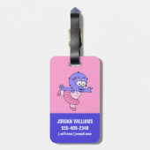 イラストレーションのトリケラトップバレエダンサー。 ラゲッジタグ (裏面縦)