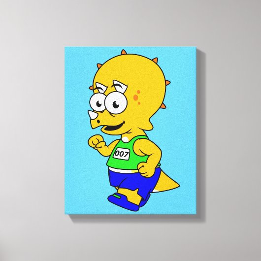 イラストレーションのトリケラトップランナー。 キャンバスプリント (正面)