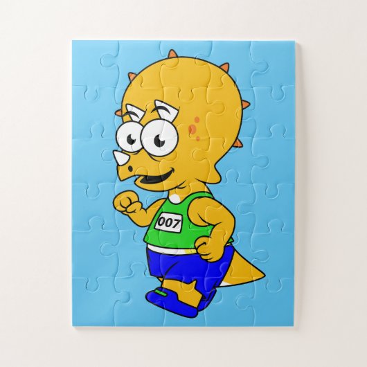 イラストレーションのトリケラトップランナー。 ジグソーパズル (縦)