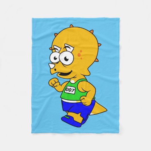 イラストレーションのトリケラトップランナー。 フリースブランケット (正面)