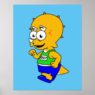 イラストレーションのトリケラトップランナー。 ポスター