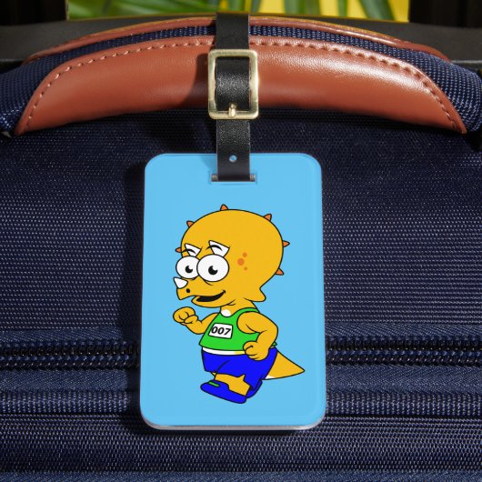 イラストレーションのトリケラトップランナー。 ラゲッジタグ (正面インサイチュ2)