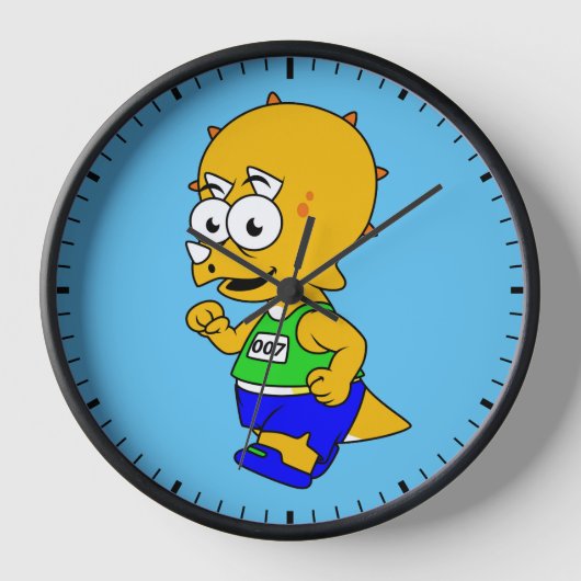 イラストレーションのトリケラトップランナー。 壁時計 (正面)