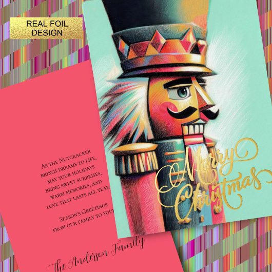 イラストレーションのナツクラッカークリスマスアクア 箔シーズンカード