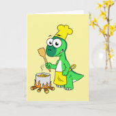 イラストレーションのパラショロフォス恐竜料理 カード (黄色い花)