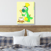 イラストレーションのパラショロフォス恐竜料理 キャンバスプリント (インサイチュ (寝室))