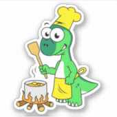 イラストレーションのパラショロフォス恐竜料理 シール (正面)