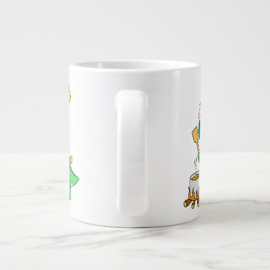 イラストレーションのパラショロフォス恐竜料理 ジャンボコーヒーマグカップ (裏面)