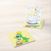 イラストレーションのパラショロフォス恐竜料理 スクエアペーパーコースター (インサイチュ)