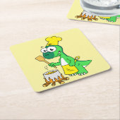 イラストレーションのパラショロフォス恐竜料理 スクエアペーパーコースター (アングル)