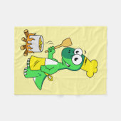 イラストレーションのパラショロフォス恐竜料理 フリースブランケット (正面(横))