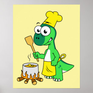 イラストレーションのパラショロフォス恐竜料理 ポスター