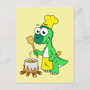 イラストレーションのパラショロフォス恐竜料理 ポストカード