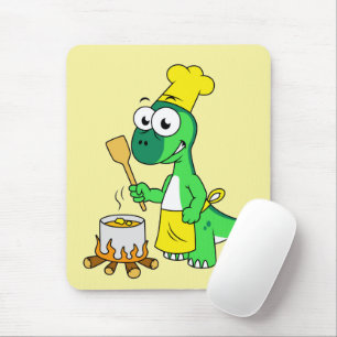 イラストレーションのパラショロフォス恐竜料理 マウスパッド