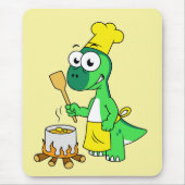 イラストレーションのパラショロフォス恐竜料理 マウスパッド (正面)