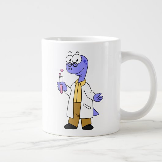 イラストレーションのブロントサウルス化学者。 ジャンボコーヒーマグカップ (右)