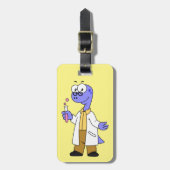 イラストレーションのブロントサウルス化学者。 ラゲッジタグ (正面縦)