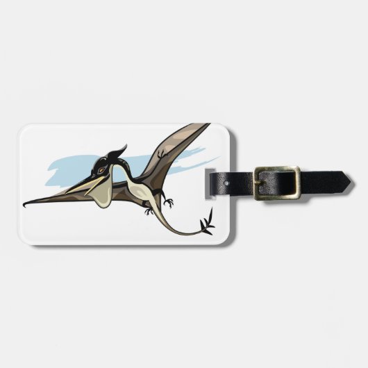 イラストレーションのプテラノドン恐竜。 ラゲッジタグ (正面横)